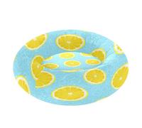 BURSTDDY Round Cat Bed and Dog Bed,20in Lemon Slices Washable Non-Slip Soft Pet Bed for Indoor Small Medium Dogs and Cats
