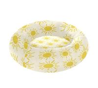 BURSTDDY Round Cat Bed and Dog Bed,20in Yellow Suns Washable Non-Slip Soft Pet Bed for Indoor Small Medium Dogs and Cats