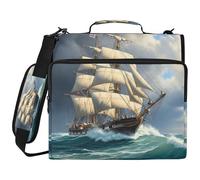 BURSTDDY Sailing Ships at Sea 3 Ring Binder Organizer with Zipper Binder 500 Sheets Capacity D-Ring Binder with Shoulder Strap