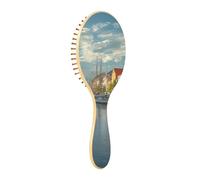 BURSTDDY Seaside Architecture Wooden Hair Brush,Massage Scalp Hairbrush for Women Men and Kids, for All Hair Types