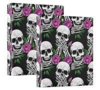 BURSTDDY Skull Roses 3 Ring Binder Round Rings 1 Pack,Holds 200 Sheets Ring Binders for School Supplies, Office or Home