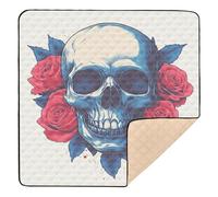 BURSTDDY Skull Roses Baby Play Mats for Floor,50x50in Playpen Mat Non-Slip & Machine Washable Activity Playmat for Babies, Toddlers & Infants