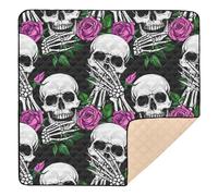 BURSTDDY Skull Roses Baby Play Mats for Floor,50x50in Playpen Mat Non-Slip & Machine Washable Activity Playmat for Babies, Toddlers & Infants