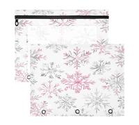 BURSTDDY Snowflakes Pencil Pouch for 3 Ring Binder,2 Pack Pencil Case with Zipper Clear Window Pencil Bag for Office School College Supplies
