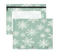 BURSTDDY Snowflakes Pencil Pouch for 3 Ring Binder,2 Pack Pencil Case with Zipper Clear Window Pencil Bag for Office School College Supplies