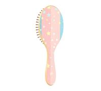 BURSTDDY Star Stripes Wooden Hair Brush,Massage Scalp Hairbrush for Women Men and Kids, for All Hair Types
