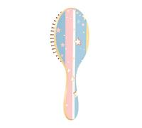 BURSTDDY Star Stripes Wooden Hair Brush,Massage Scalp Hairbrush for Women Men and Kids, for All Hair Types