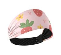 BURSTDDY Strawberries and Flowers Headband for Women Wide Non Slip Hair Band