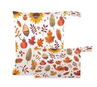 BURSTDDY Thanksgiving Turkey Wet Dry Bag 2pcs,Waterproof Washable Cloth Diapers Travel Bags with Zippered Pockets for Travel,Baby Diapers, Yoga,Toiletries,Gym Bag
