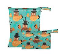 BURSTDDY Thanksgiving Turkey Wet Dry Bag 2pcs,Waterproof Washable Cloth Diapers Travel Bags with Zippered Pockets for Travel,Baby Diapers, Yoga,Toiletries,Gym Bag
