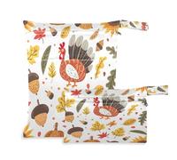BURSTDDY Thanksgiving Turkey Wet Dry Bag 2pcs,Waterproof Washable Cloth Diapers Travel Bags with Zippered Pockets for Travel,Baby Diapers, Yoga,Toiletries,Gym Bag