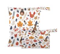 BURSTDDY Thanksgiving Turkey Wet Dry Bag 2pcs,Waterproof Washable Cloth Diapers Travel Bags with Zippered Pockets for Travel,Baby Diapers, Yoga,Toiletries,Gym Bag
