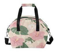 BURSTDDY Tropical Flowers Tote Lunch Bag Reusable Insulated Lunch Box Large Capacity Cooler Lunchbox with Shoulder Strap for Work Picnic or Travel