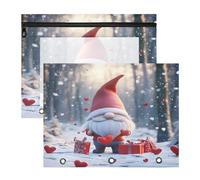 BURSTDDY Valentine's Day Gnome Pencil Pouch for 3 Ring Binder,2 Pack Pencil Case with Zipper Clear Window Pencil Bag for Office School College Supplies