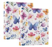 BURSTDDY Watercolor Wild Flowers 3 Ring Binder Round Rings 1 Pack,Holds 200 Sheets Ring Binders for School Supplies, Office or Home