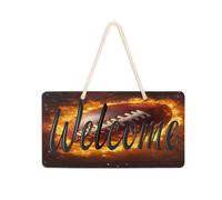 BURSTDDY Welcome Sign for Front Door,1 American Football Ball Wall Hanging Outdoor Home Front Door Decor for Outdoor Farmhouse Holiday Halloween Christmas 6 X 11 inch