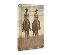 BURSTDDY Western Cowboys RFID Blocking Slim Wallet Credit Card Holder | Front Pocket Minimalist Leather Wallets for Men and Women