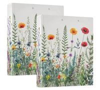 BURSTDDY Wildflower 3 Ring Binder Round Rings 1 Pack,Holds 200 Sheets Ring Binders for School Supplies, Office or Home