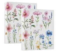 BURSTDDY Wildflower 3 Ring Binder Round Rings 1 Pack,Holds 200 Sheets Ring Binders for School Supplies, Office or Home