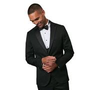 Burton Black Slim Fit Tuxedo Suit Jacket, 40S, Black