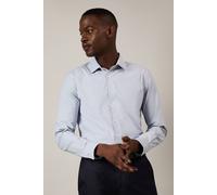 Burton Blue Textured Stretch Slim Fit Long Sleeve Shirt blue 17.5 in