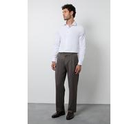 Burton Brown Herringbone Pleated Relaxed Fit Suit Trouser brown