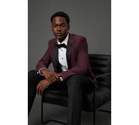 Burton Burgundy Peak Collar Tailored Fit Tuxedo Jacket burgundy
