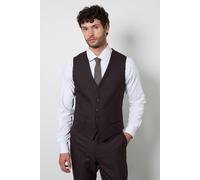 Burton Men's Burgundy Textured Look Waistcoat | Size: Small
