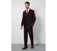 Burton Burgundy Tweed Look Tailored Fit Trousers burgundy
