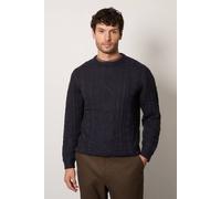 Burton Men's Cable Knit Crew Neck Jumper in Navy | Size: Medium