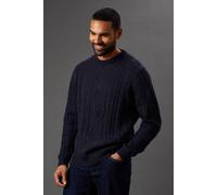 Burton Cable Knit Crew Neck Jumper In Navy navy S