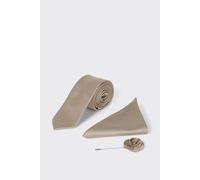 Burton Mens Plain Wedding Tie Set (One Size) (Champagne)