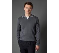 Burton Charcoal Resort Collar Knitted Long Sleeve Polo Shirt charcoal S