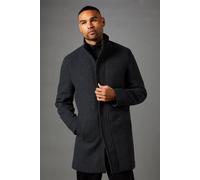 Burton Men's Charcoal Signature Funnel Neck Wool Blend Coat With Insert | Size: Large