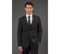 Burton Charcoal Windowpane Check Slim Fit Suit Jacket charcoal