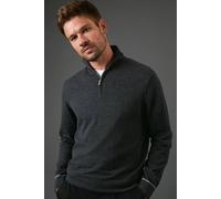 Burton Cotton Rich Half Zip Jumper In Charcoal charcoal M
