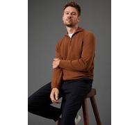 Burton Cotton Rich Half Zip Jumper In Tobacco tobacco S