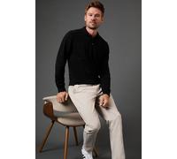 Burton Cotton Rich Long Sleeve Knitted Polo In Black black XXL