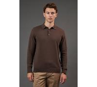 Burton Cotton Rich Long Sleeve Knitted Polo In Khaki khaki XL