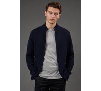 Burton Cotton Rich Ribbed Zip Through Jumper In Navy navy S