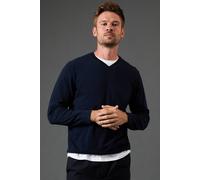 Burton Cotton Rich V Neck Jumper In Navy navy L