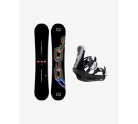 Burton Cultivator Flat Top Snowboard Black + Burton Freestyle Re:Flex Snowboard Bindings Black - 155