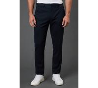 Burton Dark Navy Half Elasticated Textured Smart Trousers dark navy 32S
