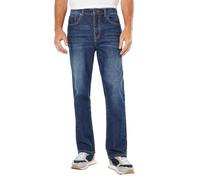 Burton Mens Bootcut Jeans Blue Dark Wash Regular Fit Denim Slash Pockets