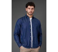 Burton Dark Wash Denim Long Sleeve Shirt In Dark Blue dark blue S