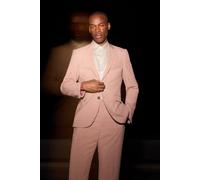 Burton Dusty Rose Textured Slim Fit Suit Jacket In Pink