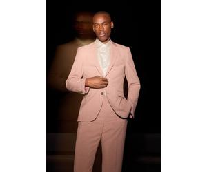 Burton Dusty Rose Textured Slim Fit Suit Jacket In Pink pink