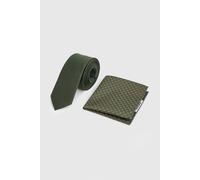 Burton Men's Green Textured Tie & Foulard Pocket Square Burton Green One Size