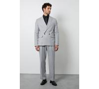 Burton Grey Herringbone Pleated Relaxed Fit Suit Trouser grey