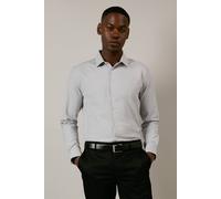 Burton Grey Textured Stretch Slim Fit Long Sleeve Shirt grey 14.5 in